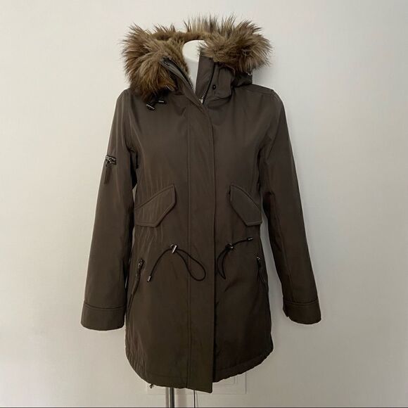 S13 NYC Fur Lined Hooded Parka Olive Military - Picture 1 of 16